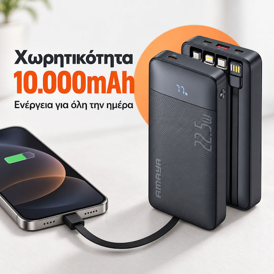 Amaya APB-F129 Power Bank 10000mAh 22.5W Schwarzes