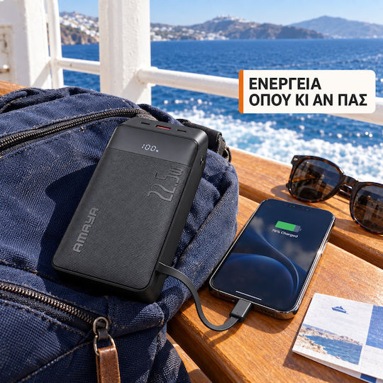 Amaya APB-F229 Power Bank 20000mAh 22.5W Schwarzes