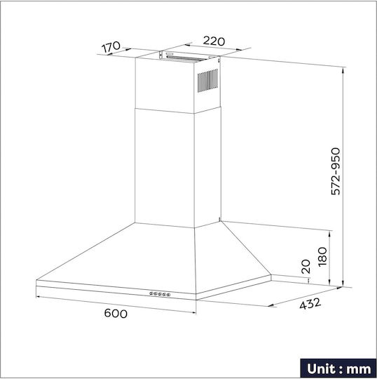 Ciarra Hotă cu coș de fum cu recirculare 60cm Inox