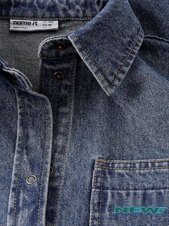 Kids Long-Sleeved Denim Shirt Medium Blue Denim