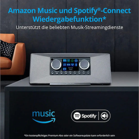 Medion MD 89289 Tischplatte Radio Stromquelle DAB+ mit Bluetooth und USB Grau