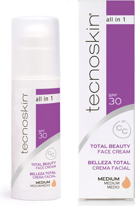 Tecnoskin All In 1 CC Medium Light Face Cream with SPF30 for Moisturizing, Anti-aging & Blemishes with Collagen 50ml