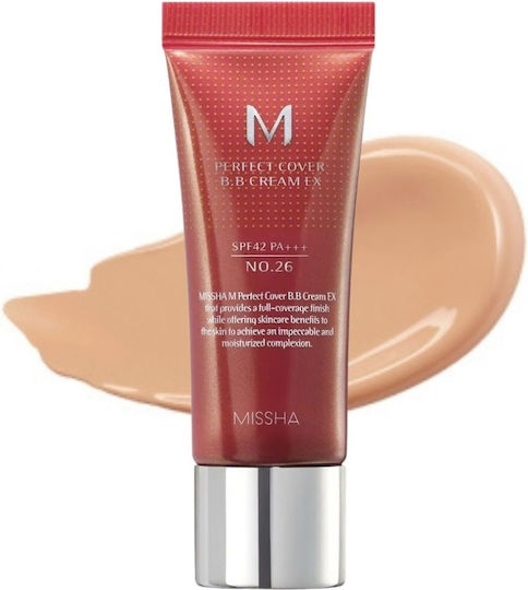 Missha Perfect Cover BB No.26 Face Day Cream with SPF42 for Moisturizing & Blemishes with Hyaluronic Acid & Collagen 20ml