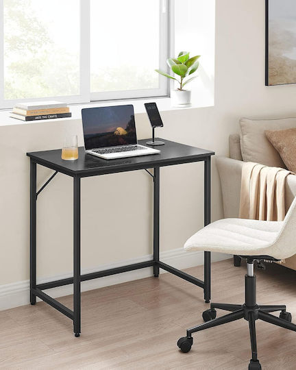 Wooden Desk Black with Metal Legs 80x50x76cm