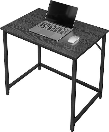 Wooden Desk Black with Metal Legs 80x50x76cm