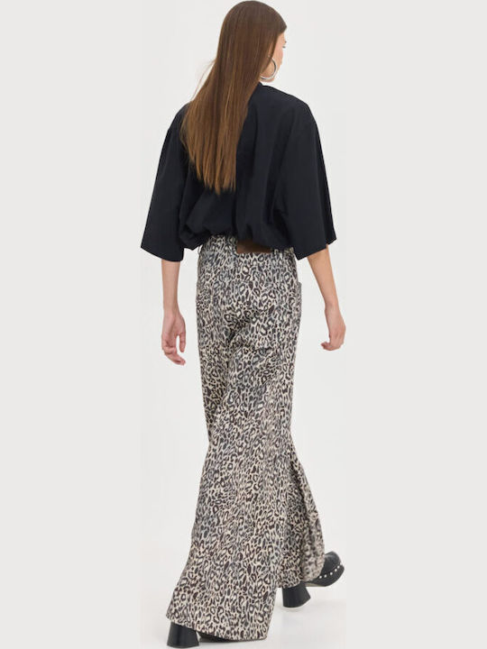 Damen Stoff Leopard Hose