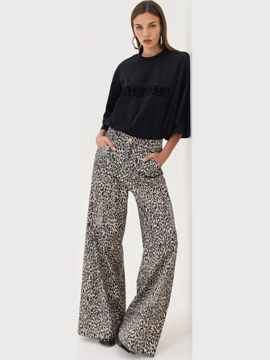 Damen Stoff Leopard Hose