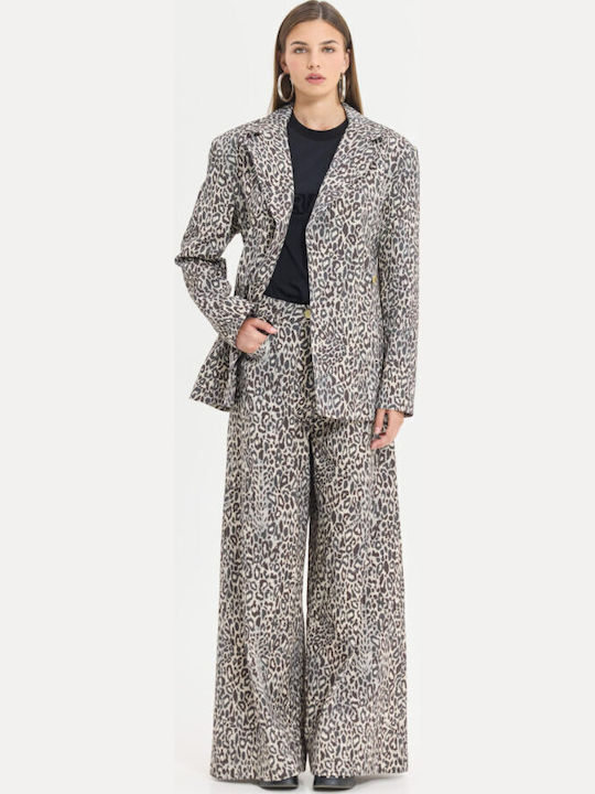 Damen Stoff Leopard Hose