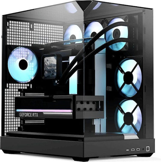 V2-F-BK-v1 Gaming Midi Tower Computer Case with Side Window Black