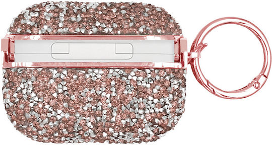 Sonique Diamond Spark Plastic Case With Hook in Rose Gold Colour for Apple AirPods Pro 2