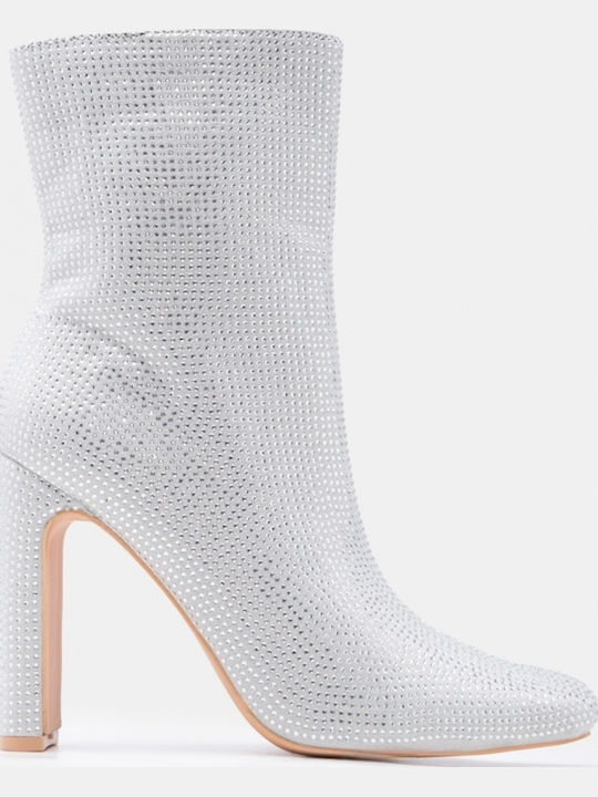 Damen Stiefeletten Silber