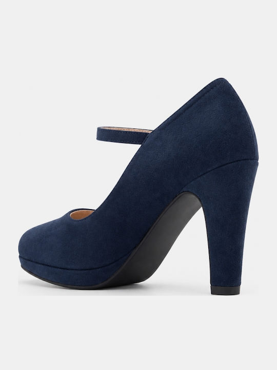 Pumps Mit Plateau Mit Riemchen Marineblau