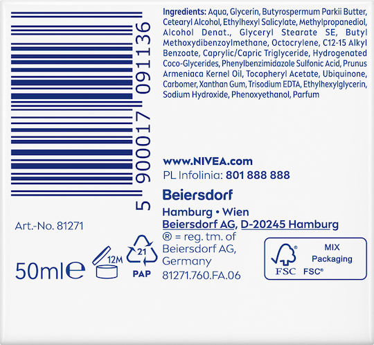 Nivea Anti-Wrinkle + Firming Anti-Aging & Firming Face Moisturiser Day Cream with SPF15 with Hyaluronic Acid 50ml