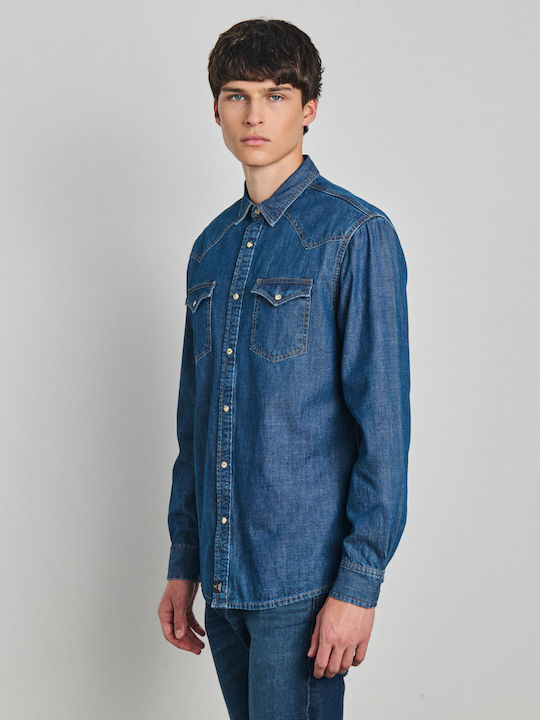 Cămașă din Denim cu Mâneci Lungi, Croială Regular Fit, Albastră