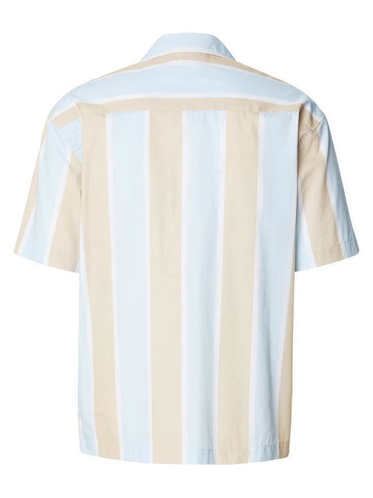 Short Sleeve Striped Shirt Wetsand/freezeblue