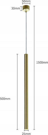 Light Prestige Lungo Lustră Auriu cu Dulie G9 150x5cm.