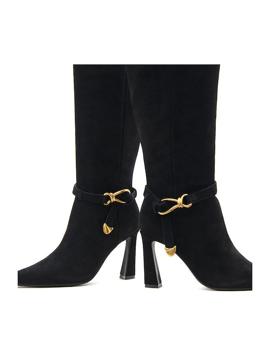 Damenstiefel Schwarz Wildleder