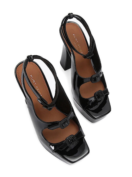 Damen Sandalen aus Schwarz Lackleder
