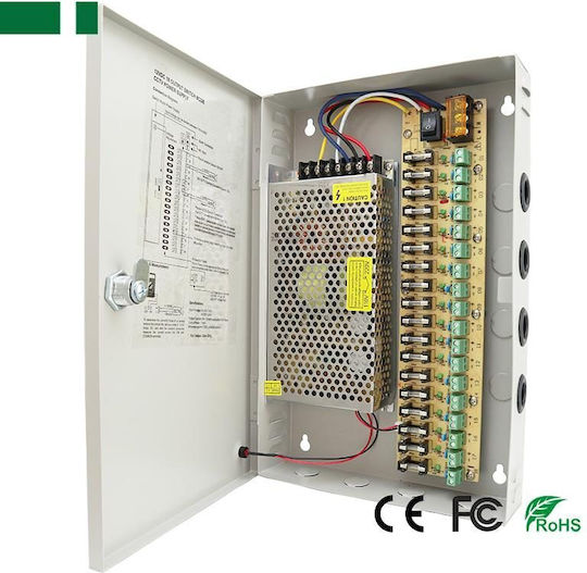 Anga CP1209-15A-18 Power Box for CCTV Systems 12V / 15A / 180W 18 outputs 552-119
