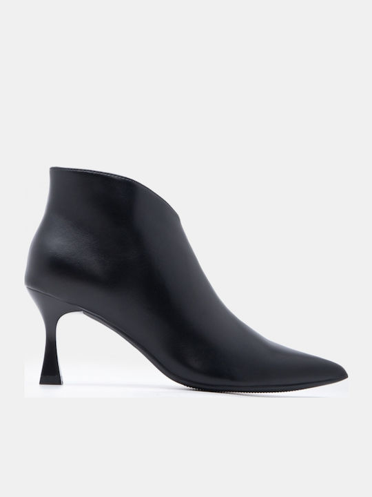 Ghete Dama De Catifea Ankle Boots Astrapalou Cu Toc Mediu Negre
