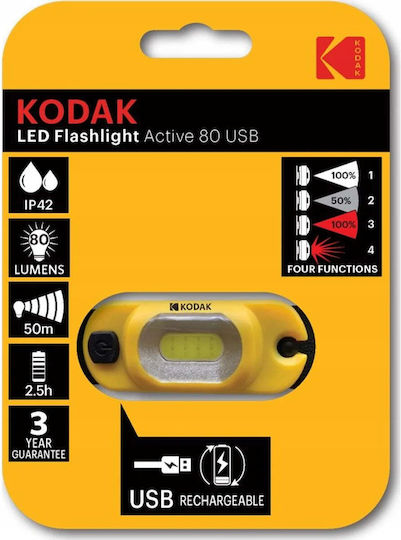 Kodak Rechargeable LED Head Flash Light with Maximum Brightness 80lm