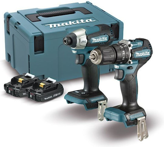 Makita DLX2414AJ Комплект Дрелка-Отвертка и Отвертка Безчеткови 18V с 2 Батерии 2Ah и Калъф с Зарядно Устройство