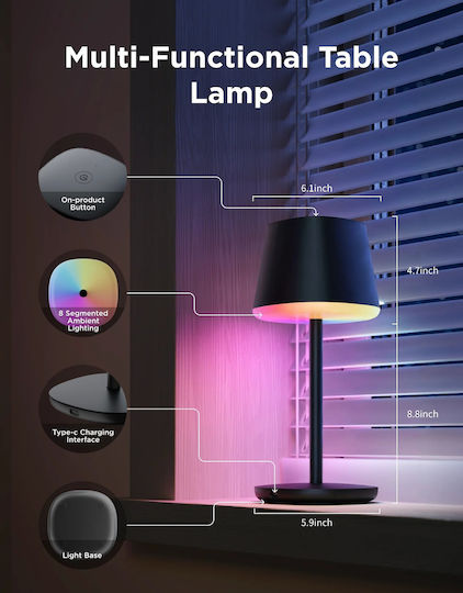 Govee Table Lamp LED with White Shade and Black Base