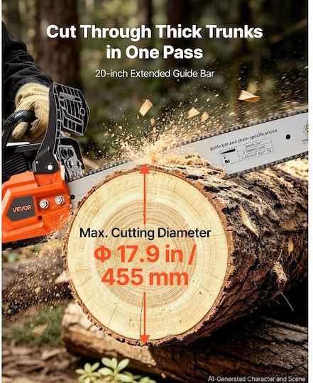 Vevor Gasoline Chainsaw 3.62hp 7.2kg with 50.8cm Blade and Easy Start