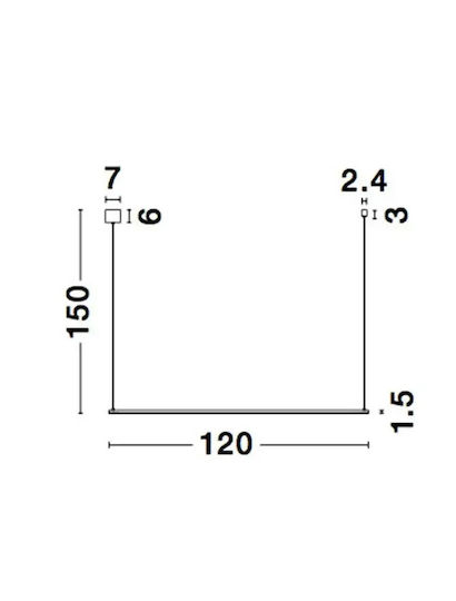 Nova Luce LED Γραμμικό Φωτιστικό Οροφής 20W 150εκ.