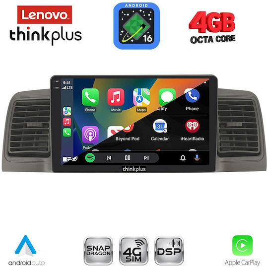 Lenovo Sistem Audio Auto Pentru Toyota Corolla 2001-2006 Bluetooth USB Wi-Fi GPS Apple CarPlay Android Auto Cu Ecran Tactil 9"
