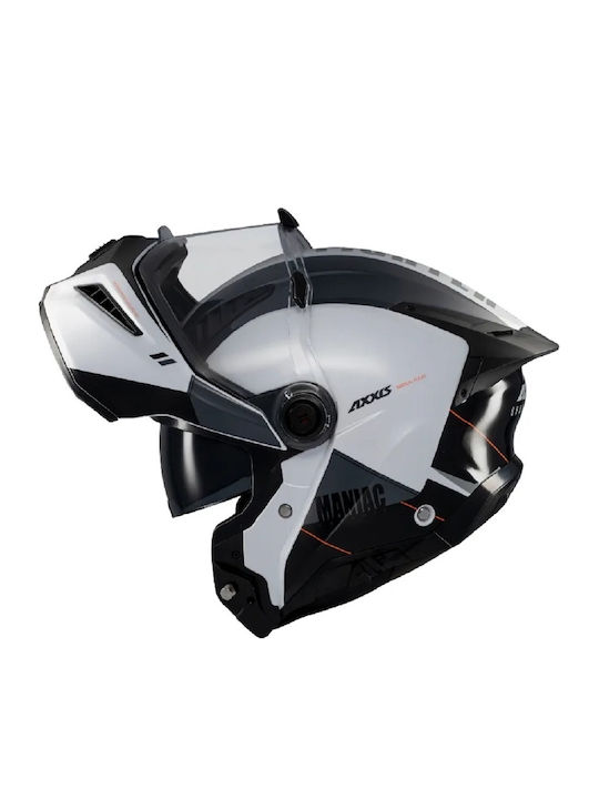Axxis Ghostfighter SV Maniac Schwarz/Weiß Motorradhelm Flip-Up DOT / ECE 22.06 Gewicht (+/-50 gr) mit Sonnenblende