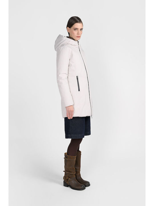 Langes Damenjacke Für Winter Weiß