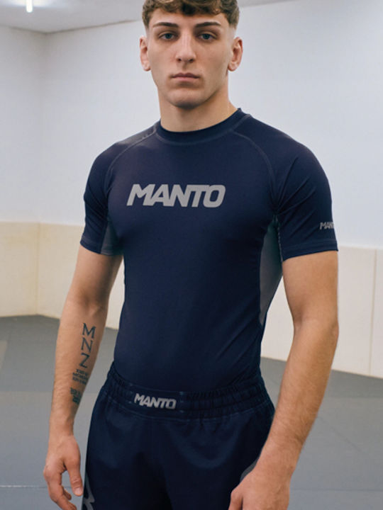 Manto Manto Männer Kampfkunst Kurze Ärmel Kampfsportshirt Für Jiu-Jitsu Blau