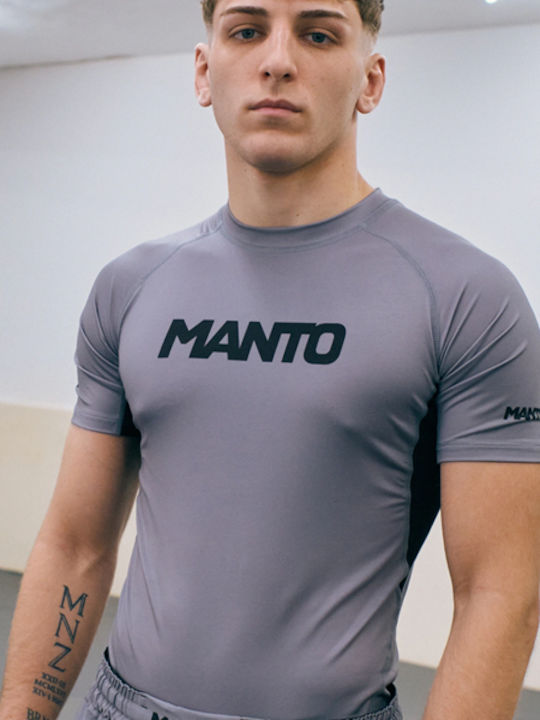 Manto Men's Short Sleeve Shirt MN-R971-GY for Jiu-Jitsu Grey
