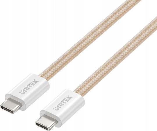 Unitek Magnetic Retractable Braided USB-C Male To USB-C 100W PD Cable Beige 1m C14141ACL01-1M