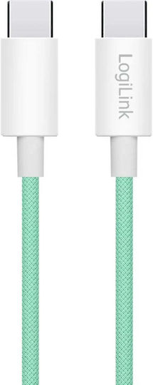 LogiLink Braided USB 2.0 Cable USB-C Male - USB-C 60W Green 0.5m CU0346