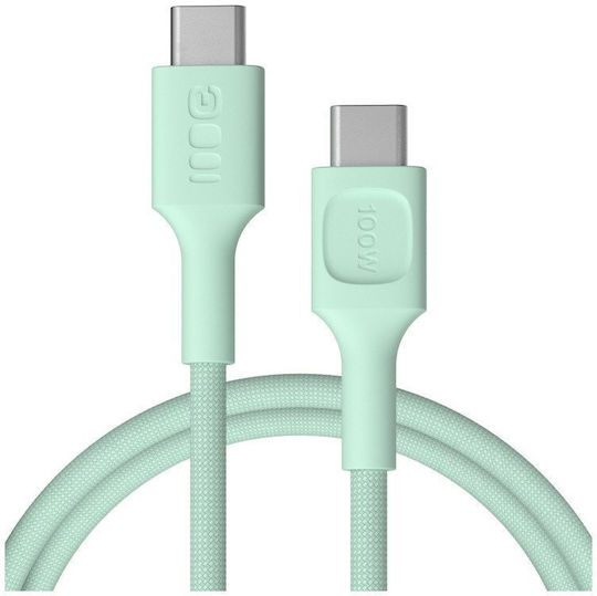 Green Cell Плетен Кабел USB-C мъжки - USB-C 100W PD Зелен 0.3m KABGC100PS30MG