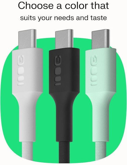 Green Cell Плетен Кабел USB-C мъжки - USB-C 100W PD Зелен 0.3m KABGC100PS30MG