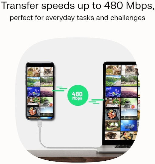 Green Cell Плетен Кабел USB-C мъжки - USB-C 100W PD Зелен 0.3m KABGC100PS30MG