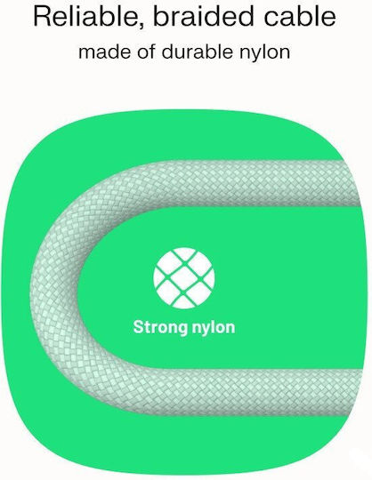 Green Cell Cablu Braided USB-C tată - USB-C 100W PD Alb 0.3m KABGC100PS30SW