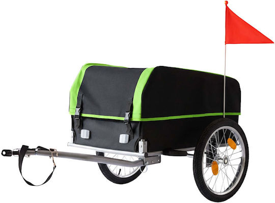 Relaxdays Remorcă pentru bicicletă pliabilă 59x124x69 cm capacitate 120 l verde negru argintiu