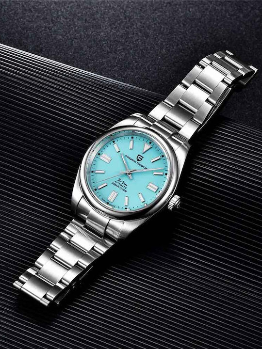Pagani Design Ceas Bărbătesc 39.7mm Automat cu Brățară Metalică Argintiu/Ice Blue