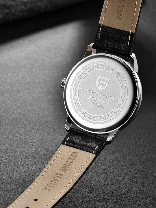 Pagani Design Vh65 Ceas bărbătesc 40mm cu baterie și curea din piele Gold/white/brown