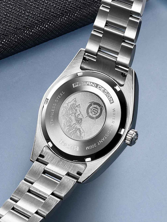 Pagani Design Ceas Bărbătesc 39.7mm Automat cu Brățară Din Oțel Silver/Grey