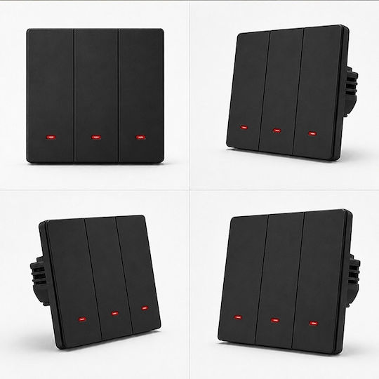 Qoltec Recessed Touch Wall Switch Wi-Fi with Frame Black