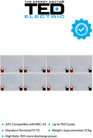 Pachet de baterii compatibil Apc Rbc43 96v 5.2ah 8x12v Ted Electric
