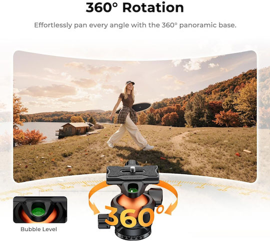 K&F Concept Tripod Made of Aluminum with Spherical Head up to 48 cm and Load Capacity 1.2 kg