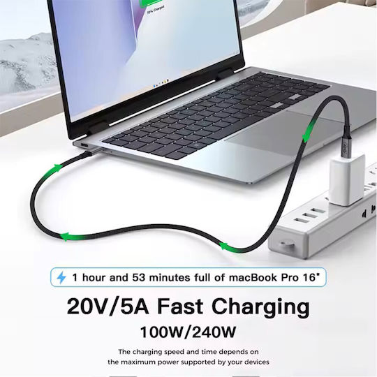 Cablu Braided USB-C tată - USB-C Negru 1m