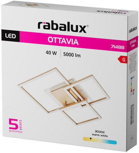 Rabalux Smart Πλαφονιέρα Οροφής 50εκ. Χρυσή με Ενσωματωμένο LED
