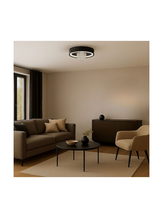 Rabalux Smart Deckenleuchte Schwarz mit Integrierter LED und Kristallen